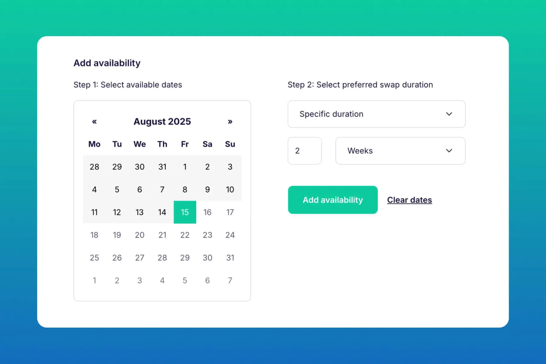 New Swaphouse feature: set your preferred swap duration