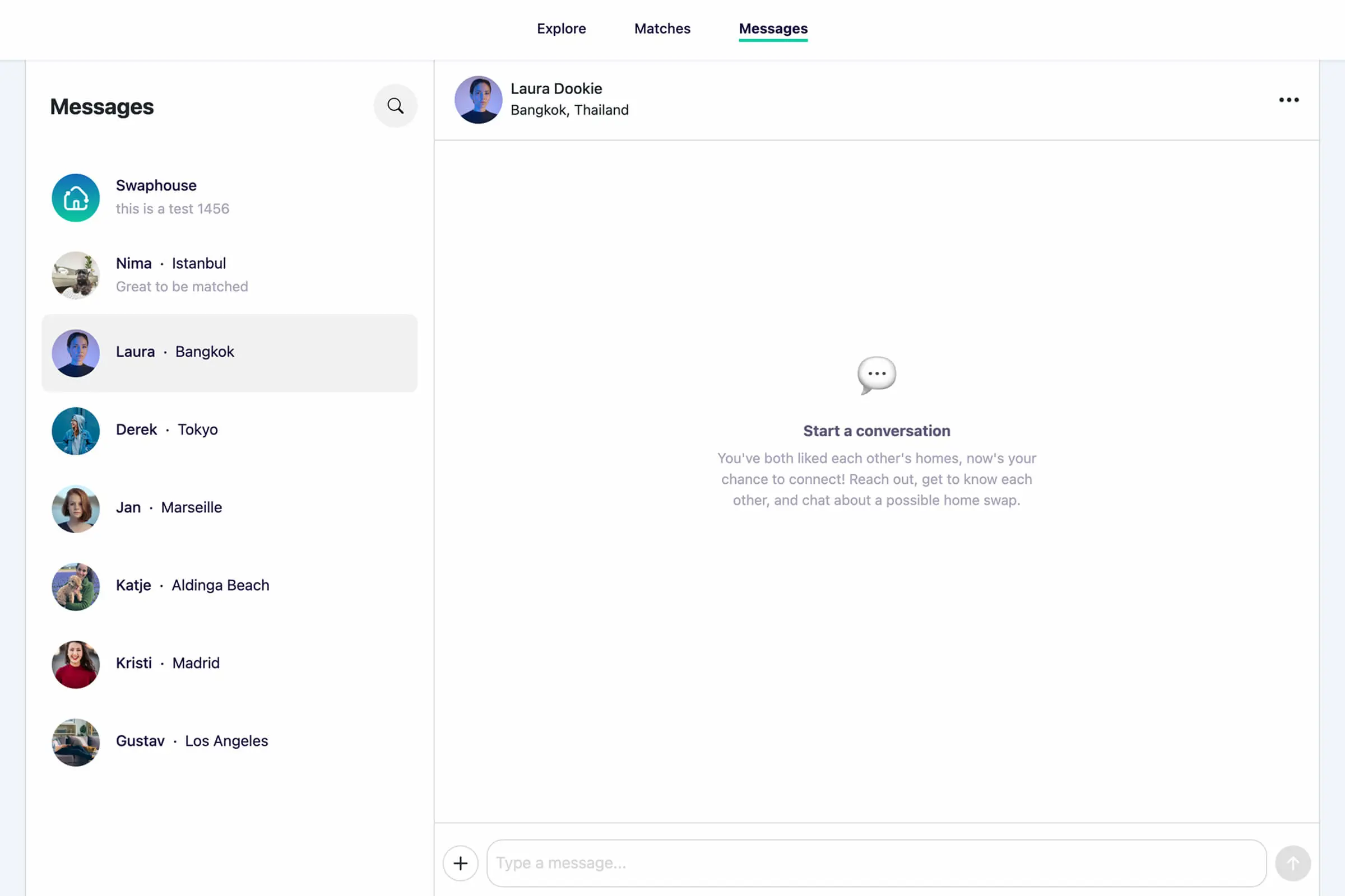 Empty state when a new chat has not started