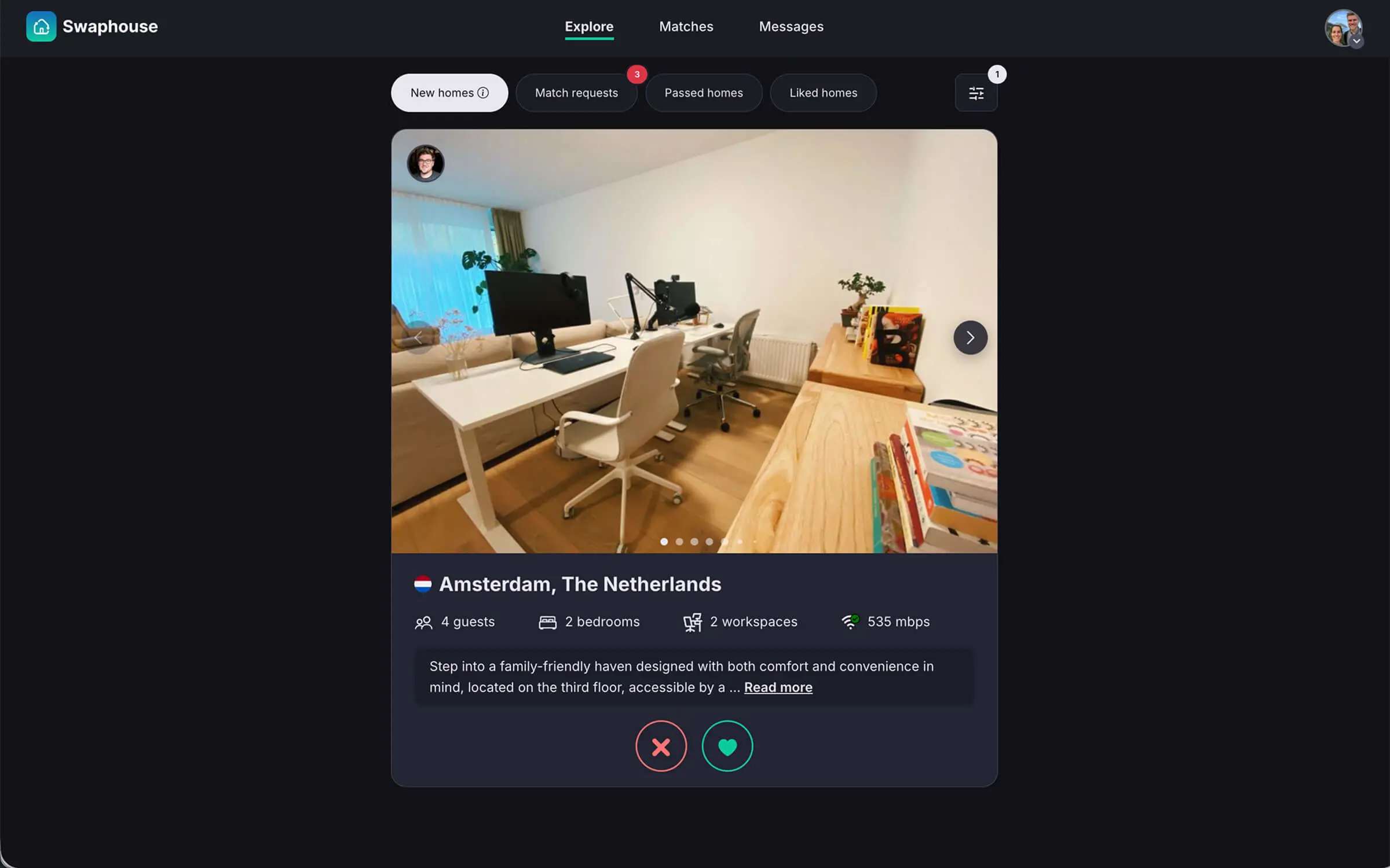 Swaphouse in dark mode