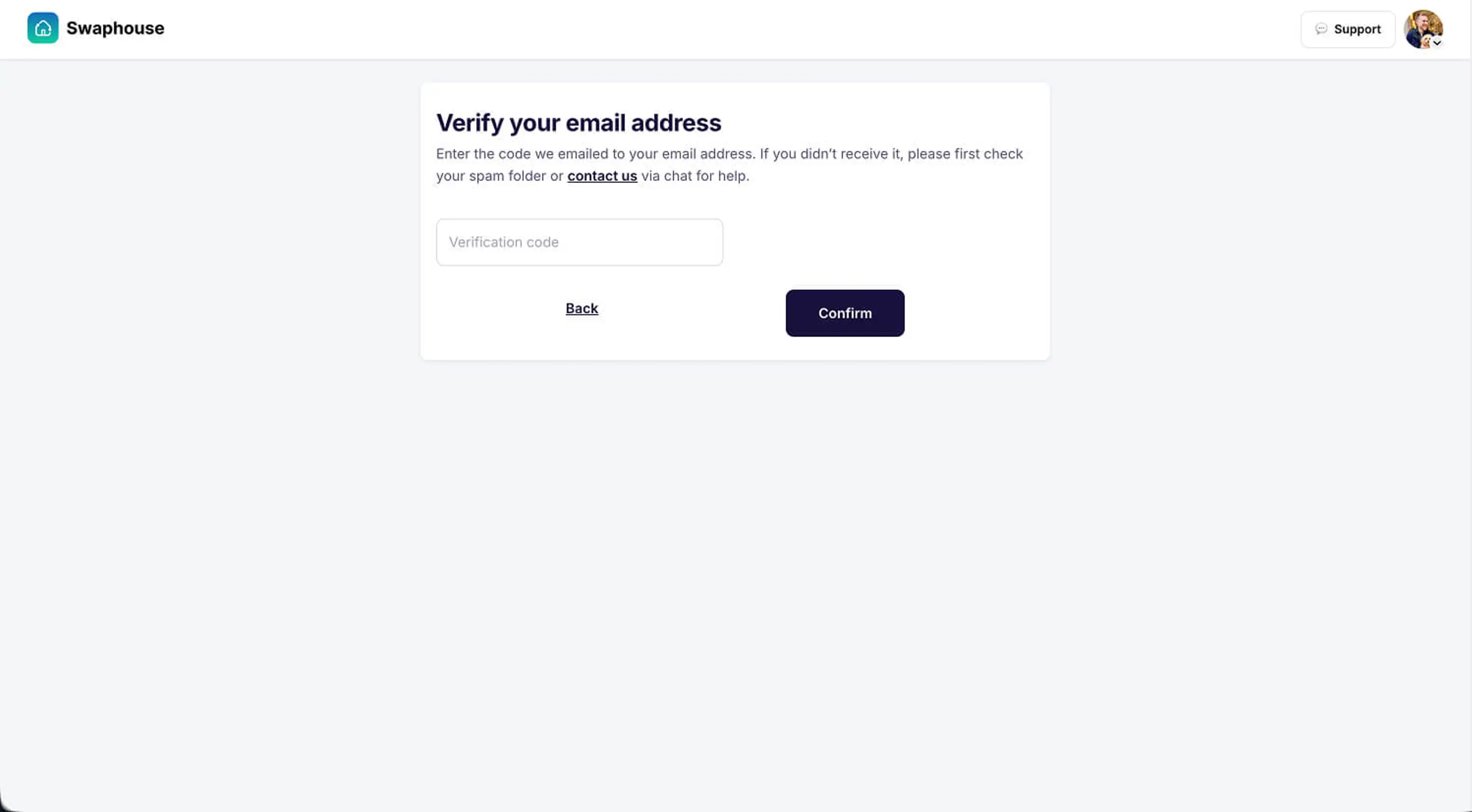 Verify your email on Swaphouse