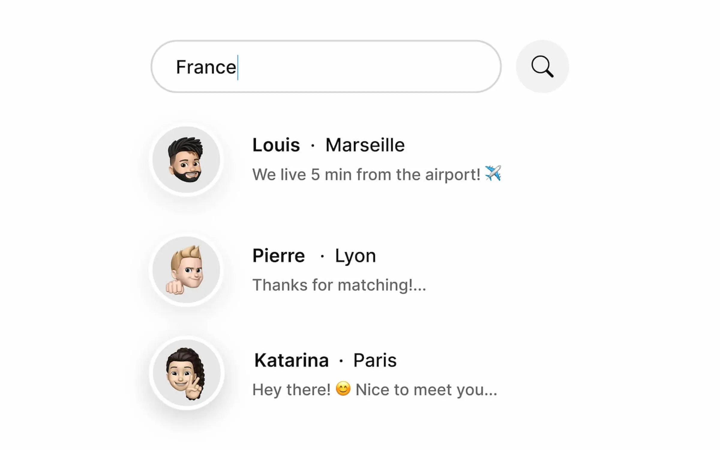 Search Swaphouse messages by name or place