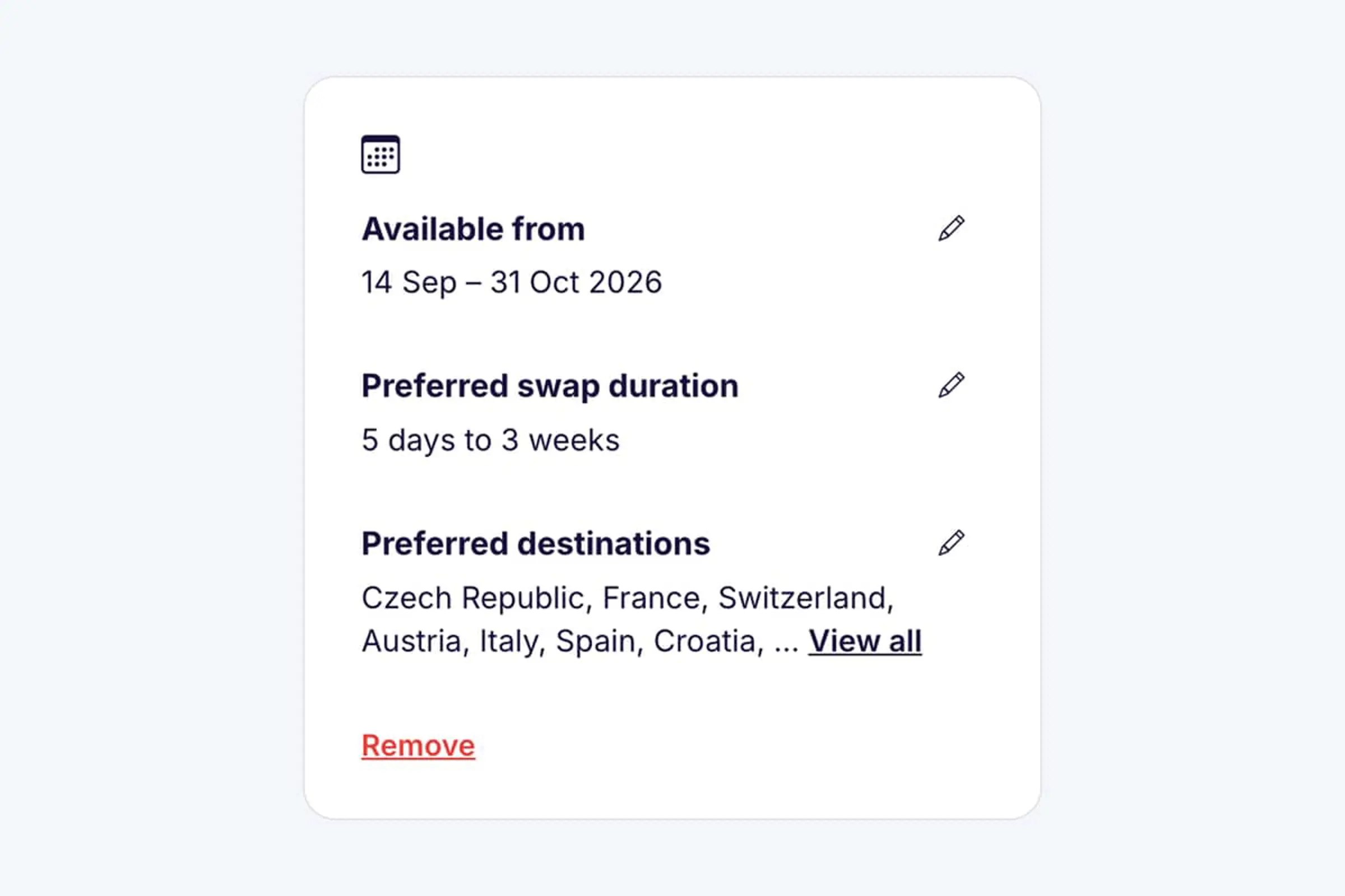Swaphouse edit your listed availability
