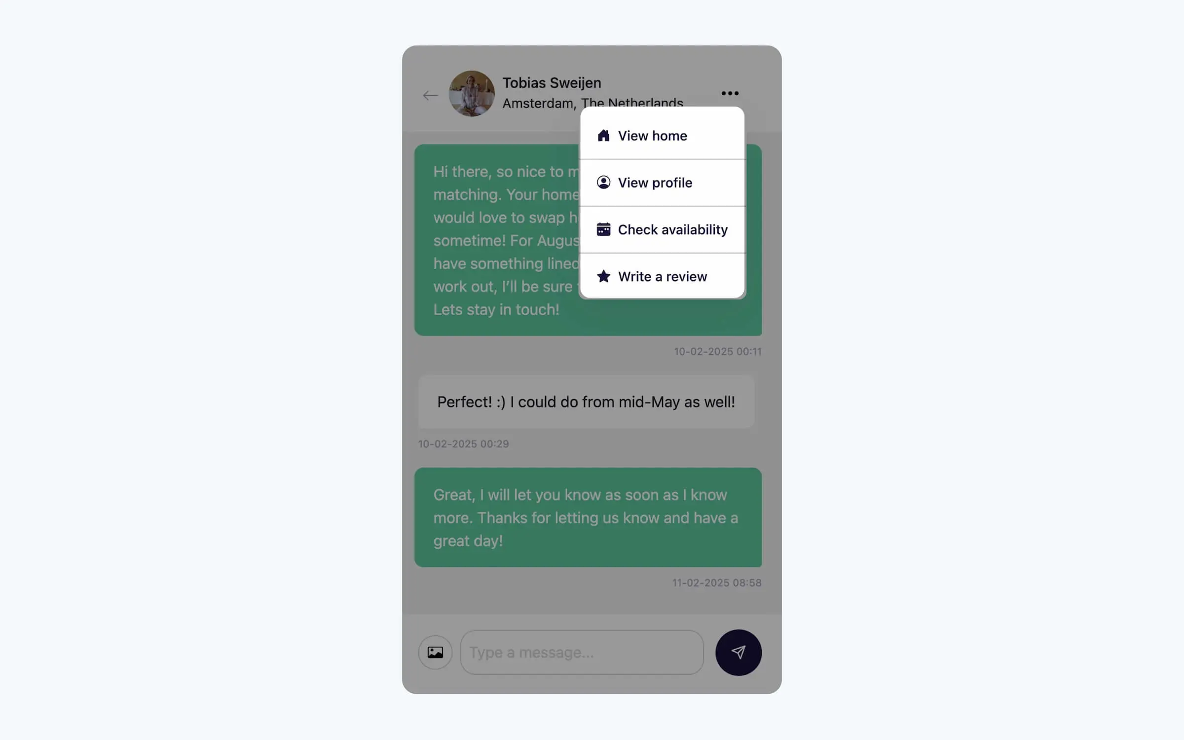 swaphouse updates messages menu with match details